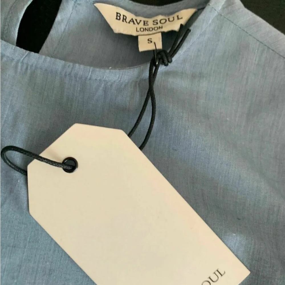 Brave Soul Gloria Cold Shoulder Chambray Dress Size S - Picture 7 of 7